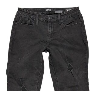 Buffalo‎ David Bitton Jess Mid Rise Skinny Jeans Black Rip Repair Womens Sz 6/28